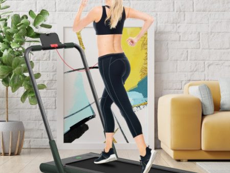 2-in-1 Folding Treadmill with Remote Control and LED Display-Green Online now