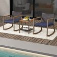 3 Pieces Rattan Rocking Bistro Set with Coffee Table and Cushions-Navy For Discount