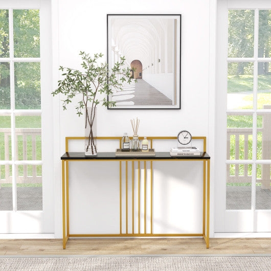 47 Inches Modern Console Table with Steel Frame and Storage Shelf-Black on Sale