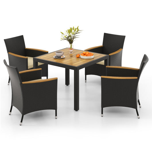 5 Pieces Patio Dining Table Set for 4 with Umbrella Hole Supply