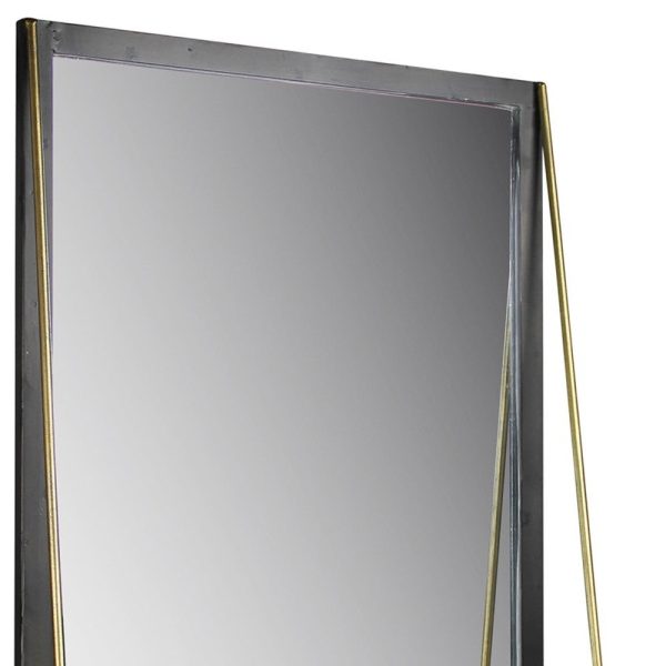 Black Metal Mirror with Shelf For Sale