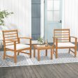 3 Pieces Outdoor Furniture Set with Soft Seat Cushions-White on Sale