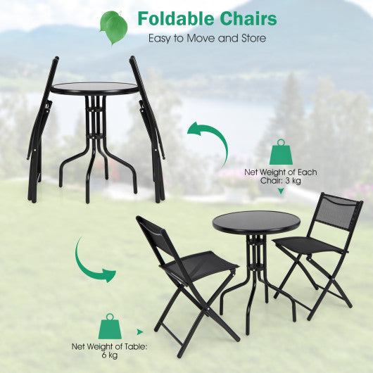 3 Pieces Folding Bistro Table Chairs Set for Indoor and Outdoor Cheap