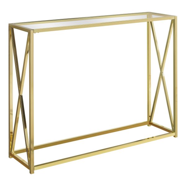 42  Clear And Gold Glass Frame Console Table Supply