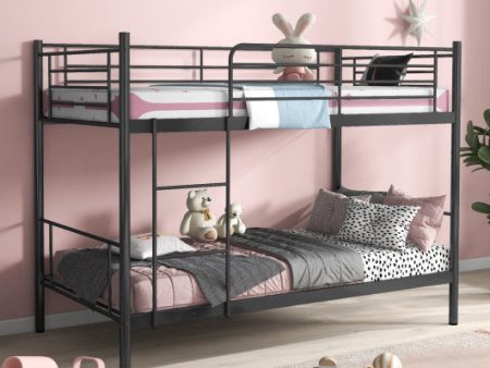 Metal Bunk Bed with Ladder and Full-length Guardrails-Black Online Hot Sale