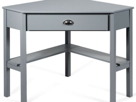 Corner Wooden Piece Laptop Computer Desk-Gray Hot on Sale