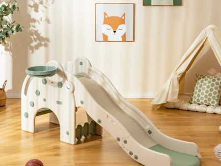 4-in-1 Toddler Slide Kids Play Slide with Cute Elephant Shape-Green Online Sale