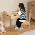 Toddler Multifunctional Activity Table and Chair Set with Paper Roll Holder-Natural Online