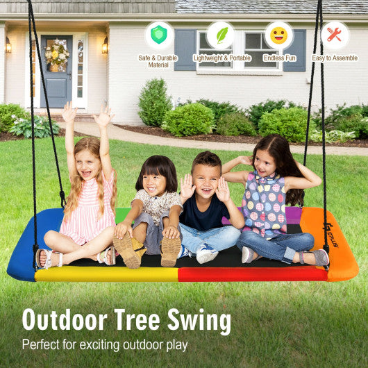 60 Inches Platform Tree Swing Outdoor with  2 Hanging Straps-Multicolor Cheap