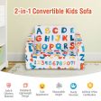 2-in-1 Convertible Kids Sofa with Velvet Fabric-Multicolor Online Sale