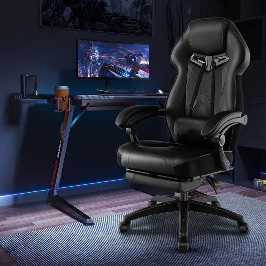 Gaming Chair Racing Style Swivel Chair with Footrest and Adjustable Lumbar Pillow-Black Online Hot Sale