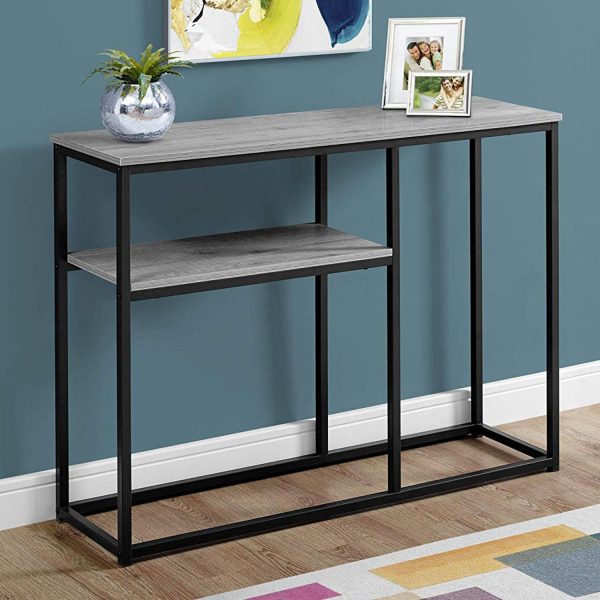 42  Gray And Black Frame Console Table With Storage Hot on Sale