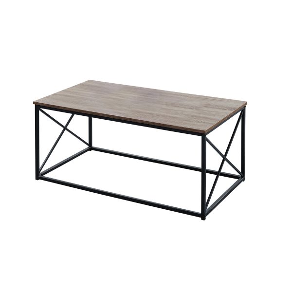 Set of Three 42  Beige And Black Metal Coffee Table For Discount