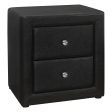 21  Black Faux Leather Two Drawer Nightstand Online now