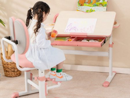 Ergonomic Height-adjustable Kids Study Chair with Double Back Support-Pink Hot on Sale