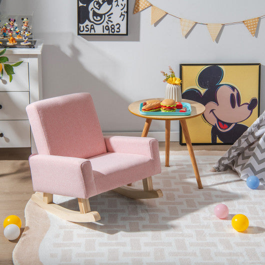 Kids Rocking Chair with Solid Wood Legs-Pink Fashion