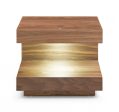 Contemporary LED Lit Walnut Nightstand with One Drawer Online