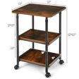 3-tier Adjustable Printer Stand with 360° Swivel Casters-Brown Cheap