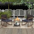 3 Pieces Rattan Rocking Bistro Set with Coffee Table and Cushions-Navy For Discount