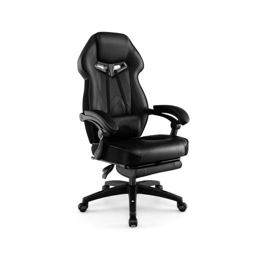 Gaming Chair Racing Style Swivel Chair with Footrest and Adjustable Lumbar Pillow-Black Online Hot Sale