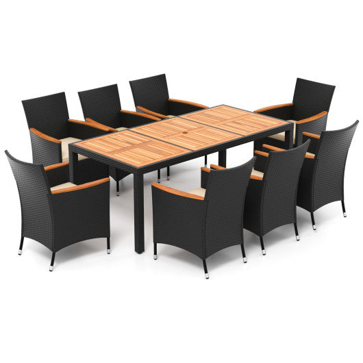 9 Pieces Outdoor Dining Set with Acacia Wood Tabletop Online Hot Sale