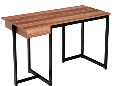 48  Computer Desk with Metal Frame and Adjustable Pads-Walnut Supply