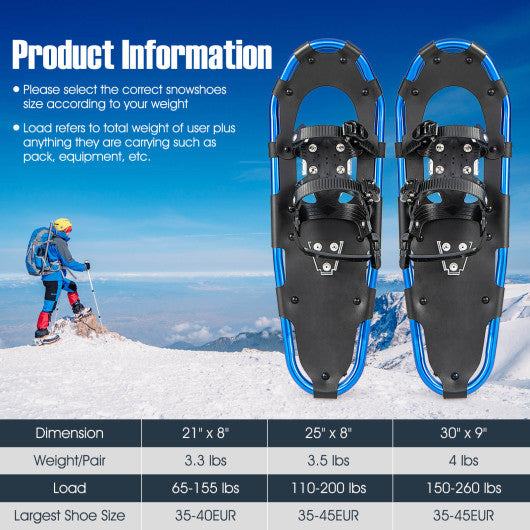 21 25 30 Inch Lightweight Terrain Snowshoes with Flexible Pivot System-21 inches For Cheap