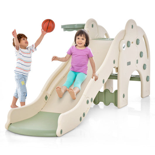 4-in-1 Toddler Slide Kids Play Slide with Cute Elephant Shape-Green Online Sale