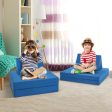 4-Piece Convertible Kids Couch Set with 2 Folding Mats-Blue Discount