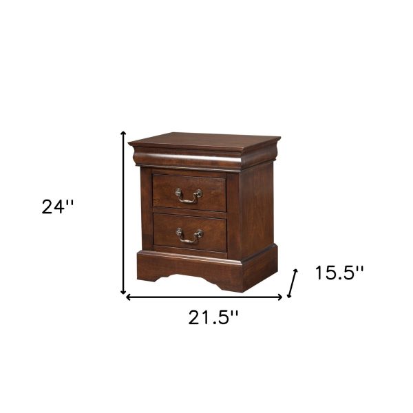 Solid Wood Cappuccino 2 Drawer Nightstand Online Hot Sale