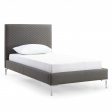 Twin Size Dark Grey Upholstered Faux Leather Bed Frame Sale