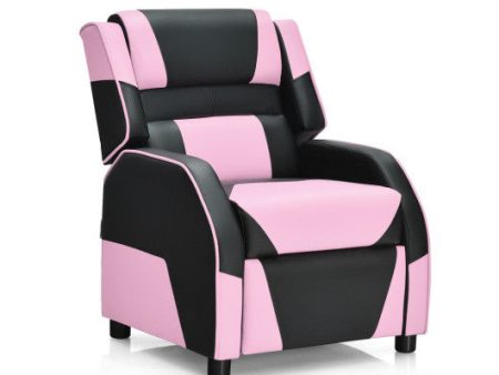 Kids Youth PU Leather Gaming Sofa Recliner with Headrest and Footrest-Pink Online Sale