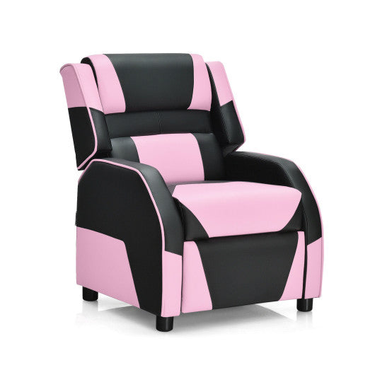 Kids Youth PU Leather Gaming Sofa Recliner with Headrest and Footrest-Pink Online Sale