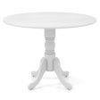 Wooden Dining Table with Round Tabletop and Curved Trestle Legs-White Fashion