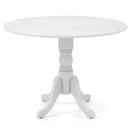 Wooden Dining Table with Round Tabletop and Curved Trestle Legs-White Fashion