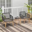 3 Pieces Patio Furniture Set with Cushioned Chairs and Tempered Glass Side Table-Black Online now