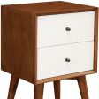 Brown and White Century Modern Wood 2 Drawer Nightstand Online now