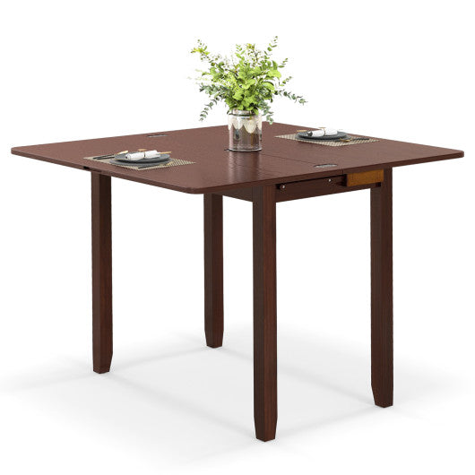 Mid Century Folding Dining Table for 4 People Extendable Kitchen Table with Hidden Storage-Brown on Sale