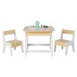 Kid s Table and Chairs Set with Double-sized Tabletop-Natural For Sale