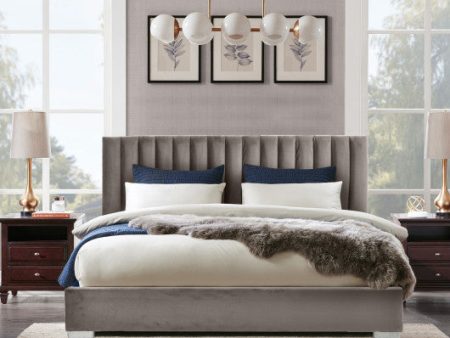 Full Tufted Upholstered Platform Bed Frame with Flannel Headboard-Light Gray Sale