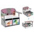 3 in 1 Kids Convertible Activity Bench with 2 Removable Fabric Bins-Gray Online Sale