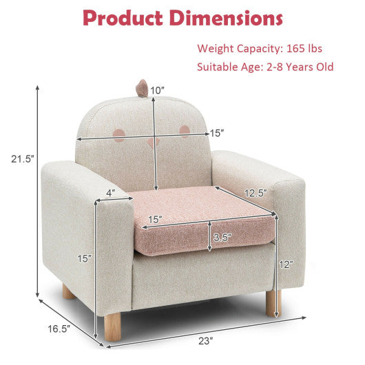 Kids Sofa with Armrest and Thick Cushion-Pink Cheap