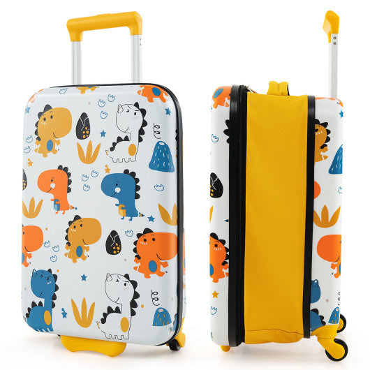 20 Inch Kids Rolling Luggage Foldable Hardshell Carry-on Suitcase on Wheels-Yellow Sale