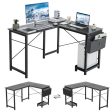 Modern Reversible Computer Desk with Storage Pocket and CPU Stand for Working Writing Gaming-Dark Gray Supply