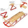 54 Inch Kids Wooden Snow Sled with Metal Runners and Steering Bar Online Hot Sale