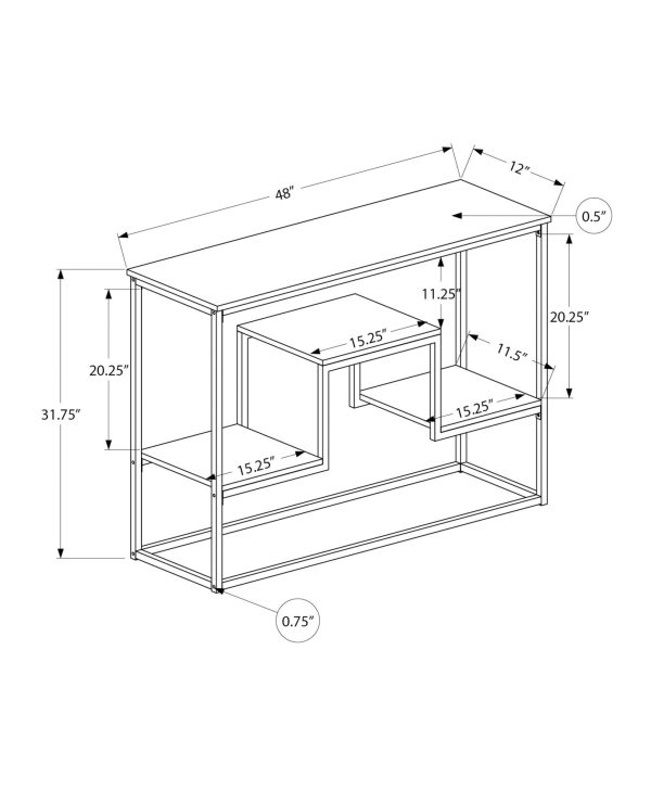 48  Brown and Black Frame Console Table With Shelves Discount