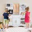 Kids Kitchen Playset with Microwave and Coffee Maker for Ages 3+-White For Cheap