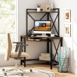 Space-Saving Corner Computer Desk with with Hutch and Keyboard Tray-Rust Brown For Discount