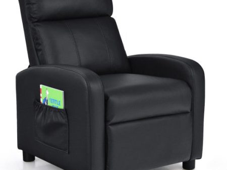 Ergonomic PU Leather Kids Recliner Lounge Sofa for 3-12 Age Group-Black Discount