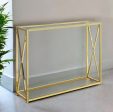 42  Clear And Gold Glass Frame Console Table Supply